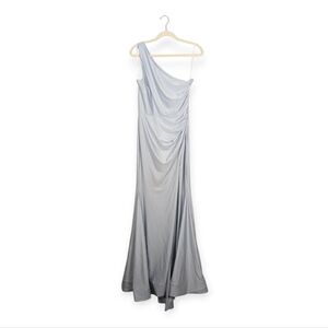 Cynthia & Sahar Mist Luxe Satin One Shoulder Floor Length Gown Size M